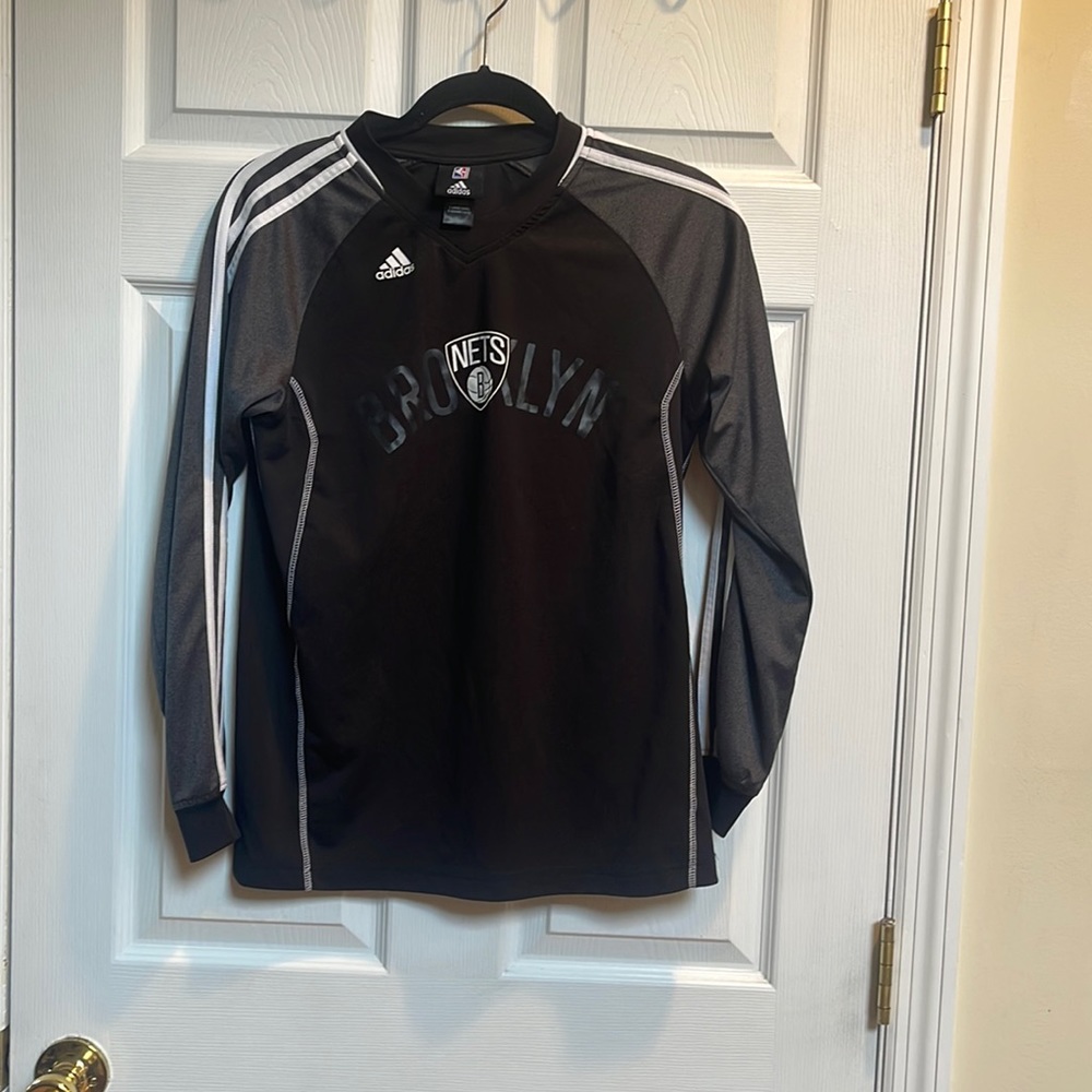 Adidas NBA Brooklyn Nets black white large (14/16) long sleeve jersey